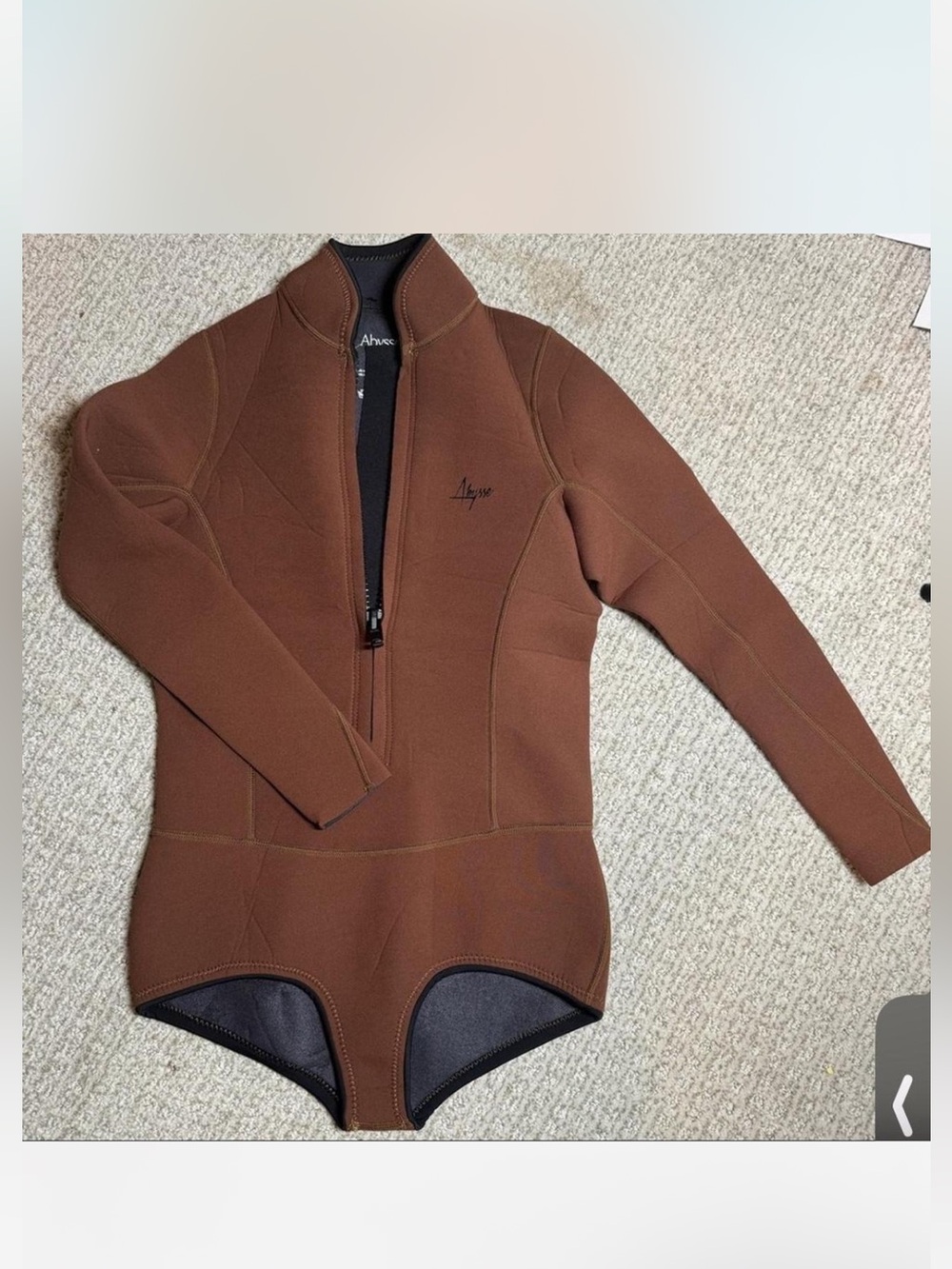 Abysse Brown Long-Sleeve Front-Zip Wetsuit One-Piece Springsuit - Picture 5 of 5